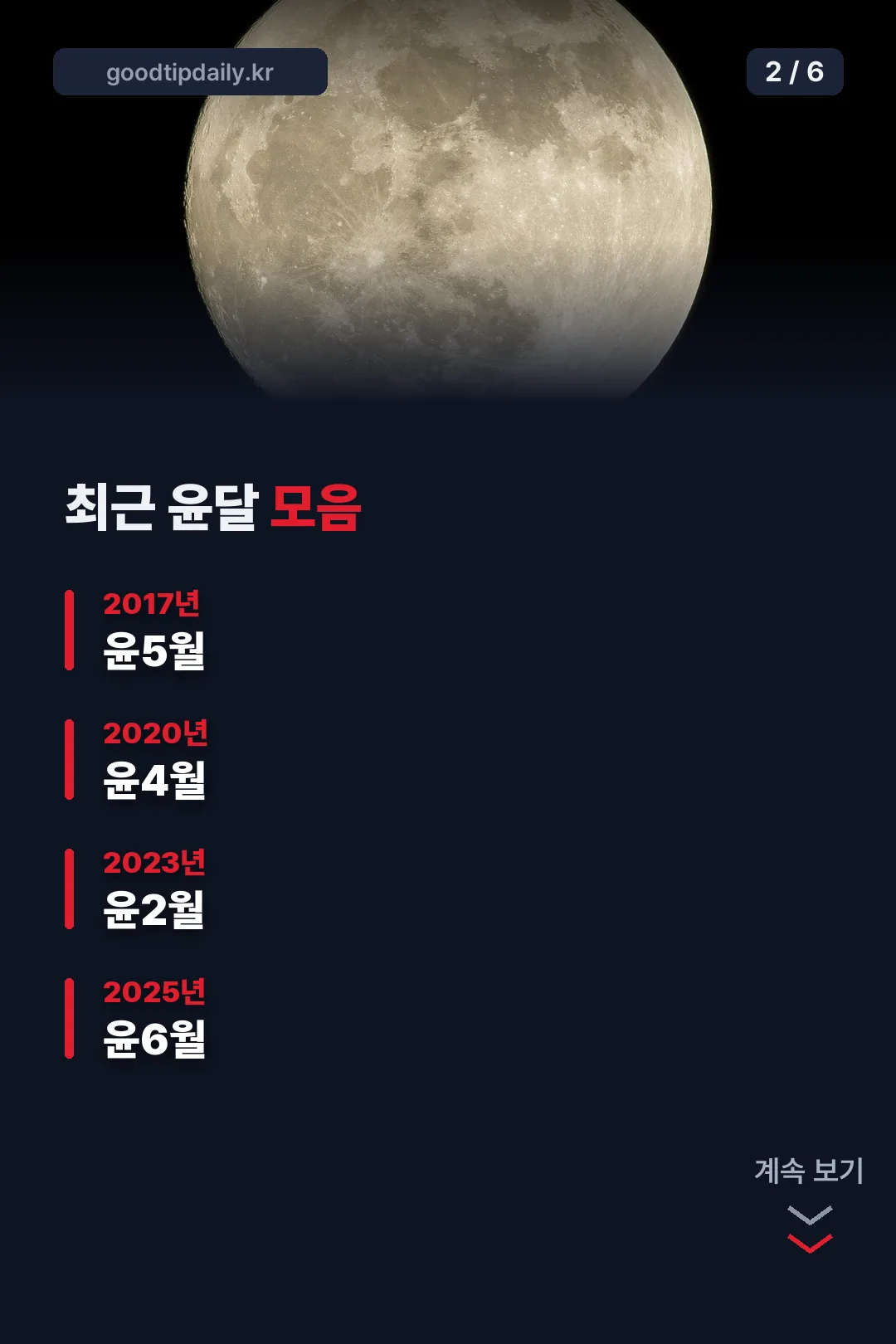 최근 윤달 연도 모음